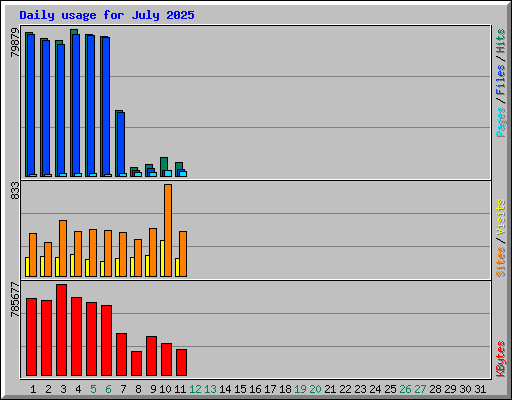 Daily usage for July 2025