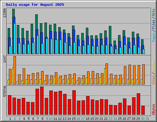 Daily usage for August 2025